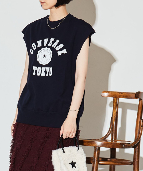 「CONVERSE TOKYO」 ノースリーブトップス FREE ネイビー レディース_画像3