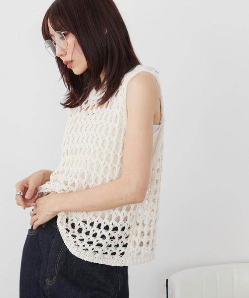 「Auntie Rosa Holiday」 ノースリーブニット FREE ブルー レディース_画像5