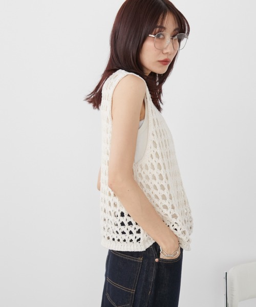 「Auntie Rosa Holiday」 ノースリーブニット FREE ブルー レディース_画像7