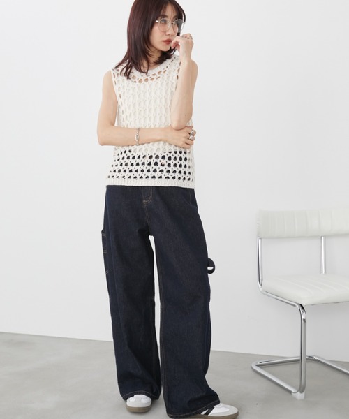 「Auntie Rosa Holiday」 ノースリーブニット FREE ブルー レディース_画像9