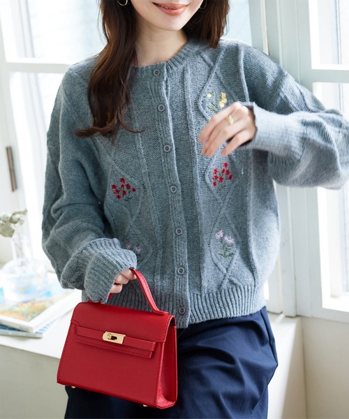 KOBE LETTUCE（神戸レタス） カーディガン 刺繍ケーブルニット