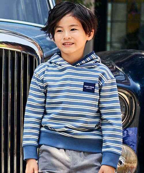 パーカー ミニウラケランダムボーダーフーディー キッズ 子供服 男の子 女の子