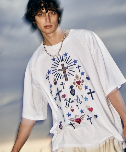 「glamb」 半袖Tシャツ M ホワイト メンズの画像