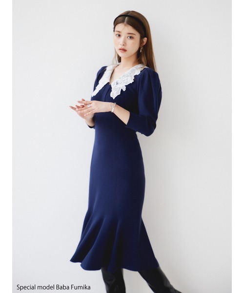 SNIDEL（スナイデル） ニットワンピース ONE SIZE ネイビー レディース