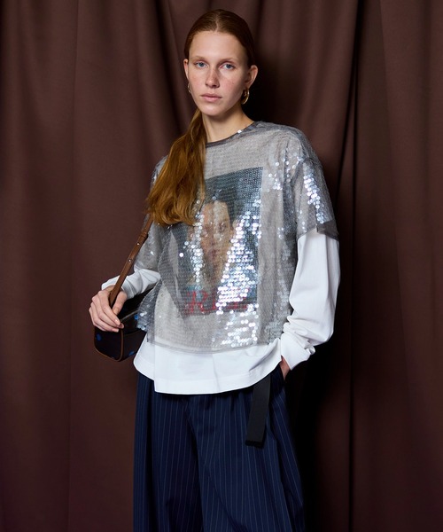 MAISON SPECIAL（メゾンスペシャル） tシャツ Sheer sequins Over T