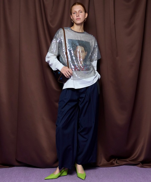 MAISON SPECIAL（メゾンスペシャル） tシャツ 半袖 Sheer sequins Over