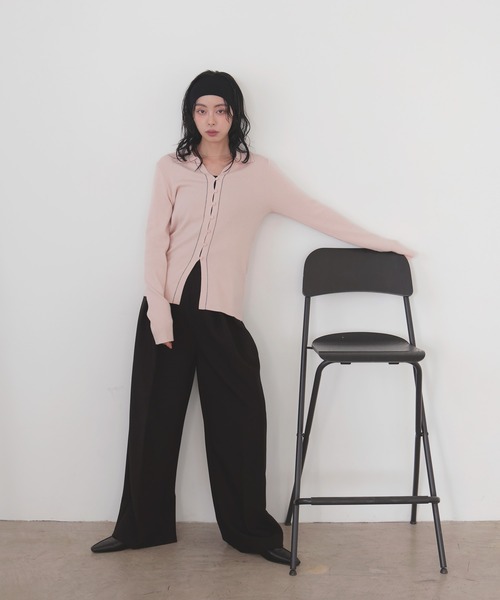 LIAN（リアン） ニット セーター バイカラーラインポロニット