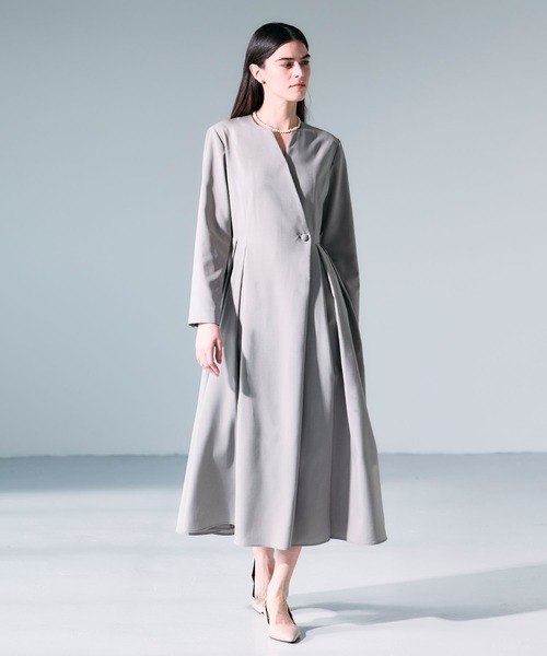 Yorkland ワンピース グレー N.O.R.C ワンピース ウォッシャブルキーネックワンピース「CLEAN