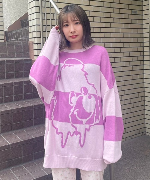 「Candy Stripper」 長袖ニット 2 ブラック レディース_画像3