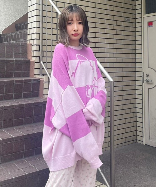 「Candy Stripper」 長袖ニット 2 ブラック レディース_画像4