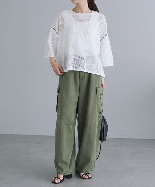 「PUAL CE CIN」 半袖ニット FREE オフホワイト レディース_画像5