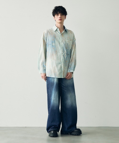 「Shoowtime」 長袖シャツ MEDIUM ブルー メンズ_画像3