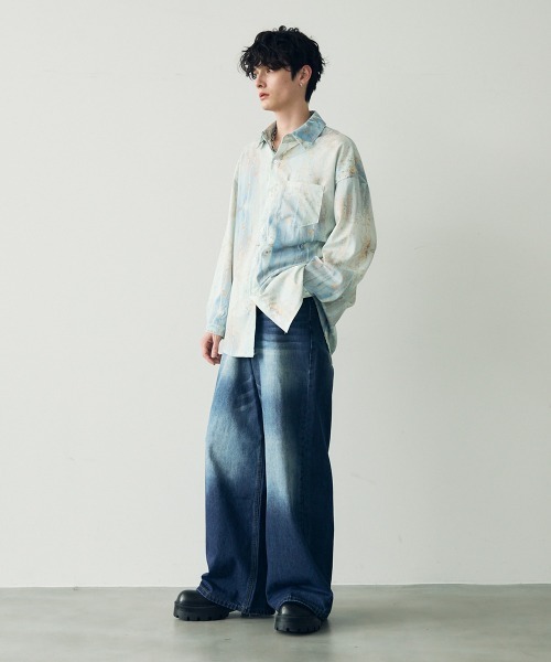 「Shoowtime」 長袖シャツ MEDIUM ブルー メンズ_画像5