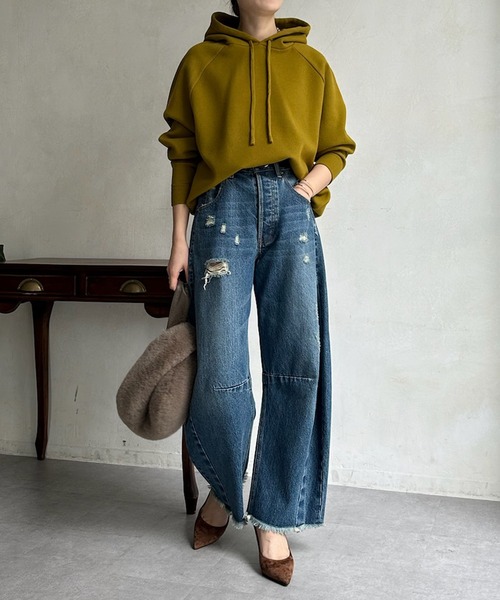 「DouDou」 長袖ニット FREE チャコールグレー レディース_画像3