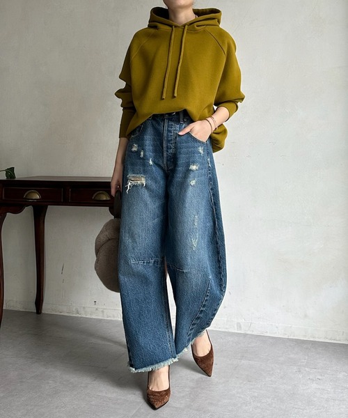 「DouDou」 長袖ニット FREE チャコールグレー レディース_画像5