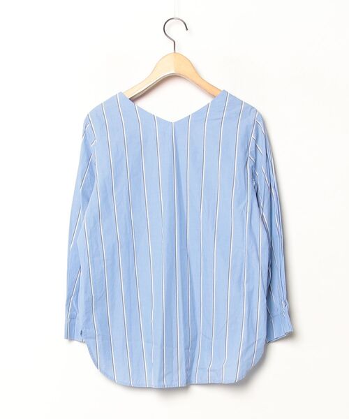 「en recre」 ストライプ柄長袖ブラウス 2 ブルー レディース_画像2