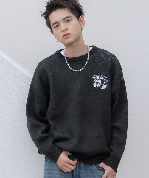 「SEQUENZ」 長袖ニット MEDIUM グレー メンズ_画像9