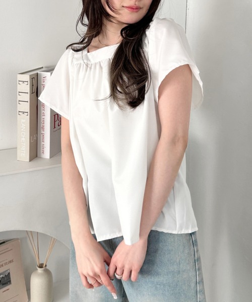 CLEA tシャツ 半袖 ふんわりスクエアネック チュニックトップス