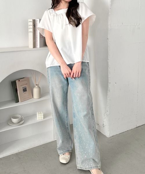 CLEA tシャツ 半袖 ふんわりスクエアネック チュニックトップス
