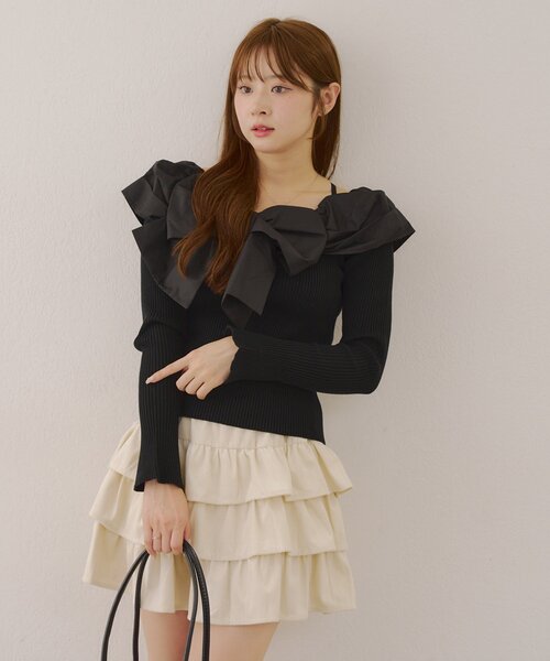 「continuer de NICE CLAUP」 長袖ニット FREE アイボリー レディース_画像2