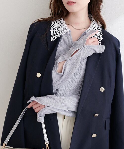 natural couture ニット セーター レース衿ロンT レディース