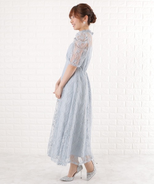 「Lace Ladies」 半袖ワンピース S ブルー レディース_画像9