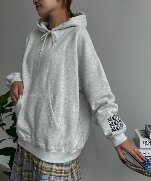 「SHAGGIE」 プルオーバーパーカー LARGE グレー レディース_画像4