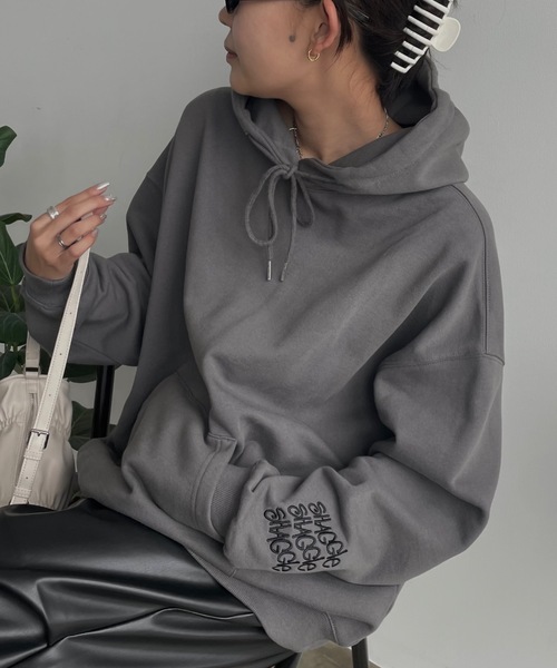 「SHAGGIE」 プルオーバーパーカー LARGE グレー レディース_画像6