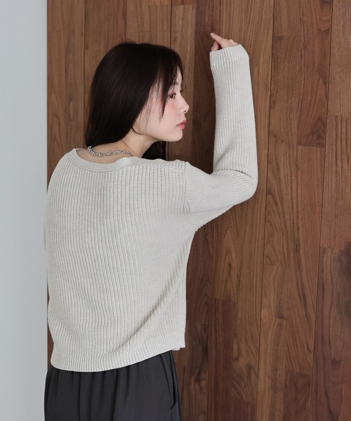 「J by blue」 ニットカーディガン MEDIUM グレー レディース_画像6