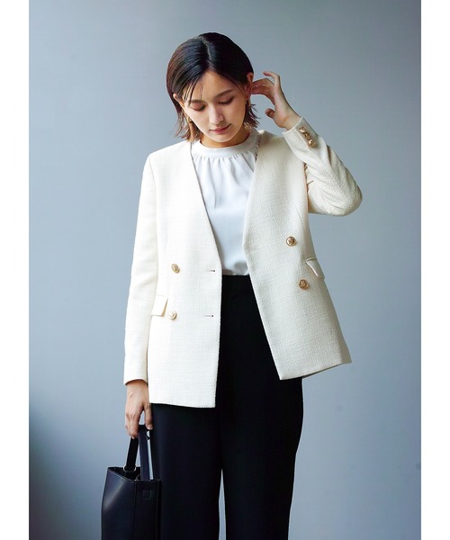 「WHITE JOOLA」 ノーカラージャケット S ブラック レディース_画像7
