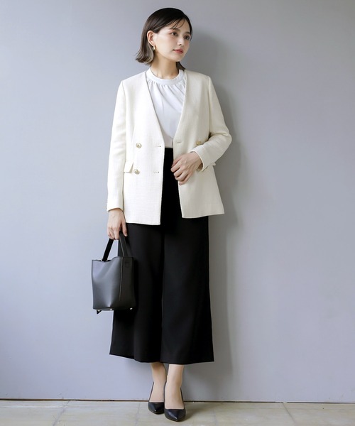 「WHITE JOOLA」 ノーカラージャケット S ブラック レディース_画像8