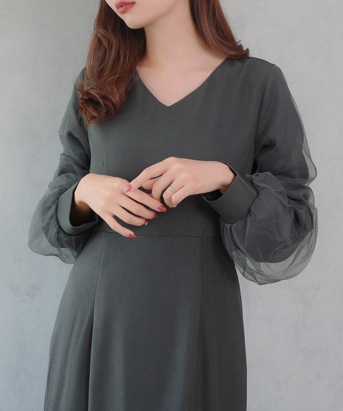 「CENEA」 長袖ワンピース MEDIUM チャコール レディース_画像8