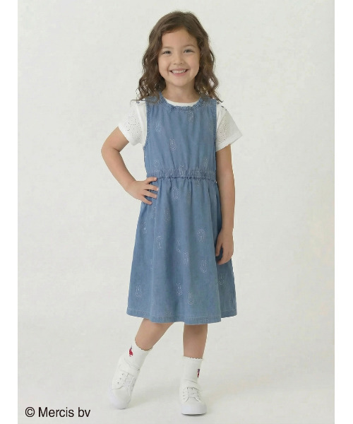 トッカキッズ＊総刺繍スカートの上品豪華なワンピース＊120＊フォーマルにも HAKKA KIDS（ハッカキッズ） ワンピース 「ミッフィー」総柄刺繍デニム