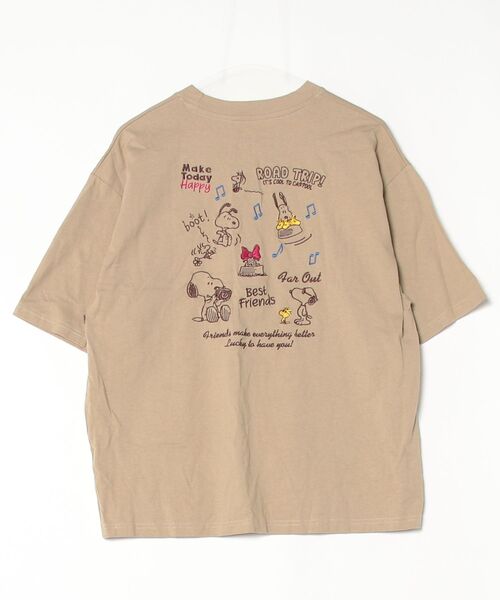 「PEANUTS」 ワンポイント半袖Tシャツ M ベージュ レディース_画像2
