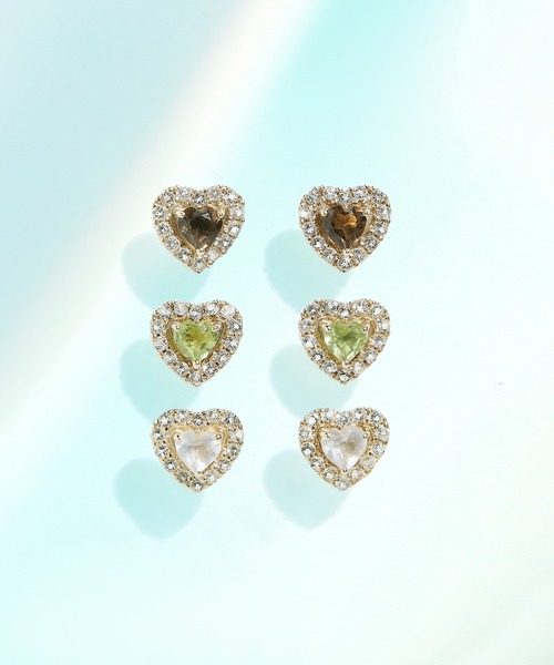 ピアス K10 イエローゴールド ペリドット ハート ピアス BLOOM/ブルーム レディースの画像