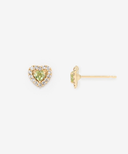 ピアス K10 イエローゴールド ペリドット ハート ピアス BLOOM/ブルーム レディースの画像