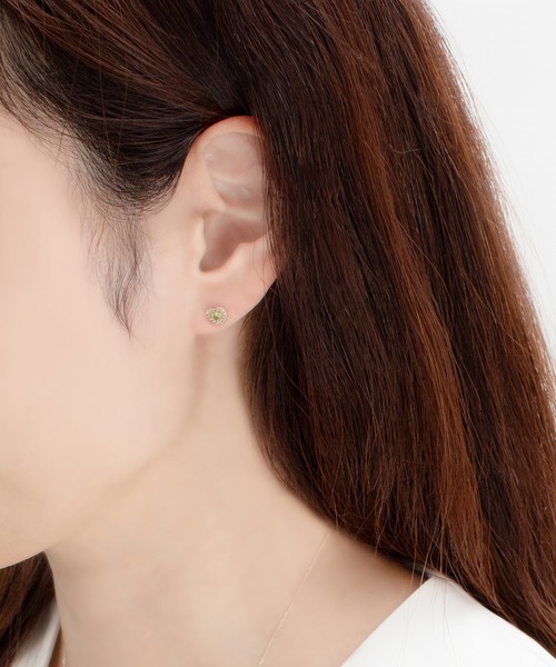 ピアス K10 イエローゴールド ペリドット ハート ピアス BLOOM/ブルーム レディースの画像