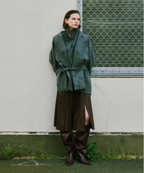 ノーカラーコート コート WOOL EMBROIDERY GOWN COAT レディースの画像
