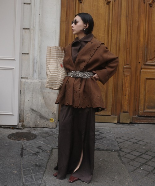 ノーカラーコート コート WOOL EMBROIDERY GOWN COAT レディースの画像