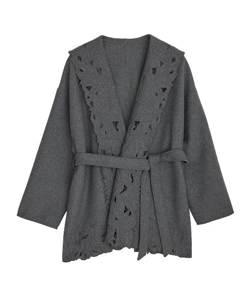 ノーカラーコート コート WOOL EMBROIDERY GOWN COAT レディースの画像