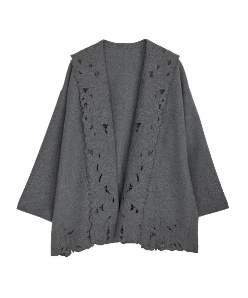 ノーカラーコート コート WOOL EMBROIDERY GOWN COAT レディースの画像