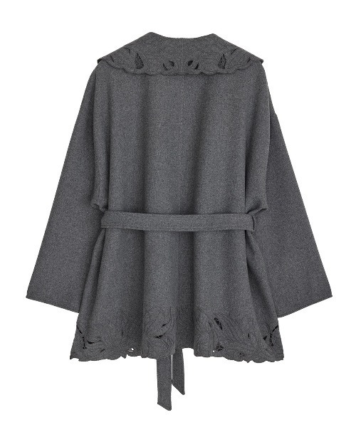 ノーカラーコート コート WOOL EMBROIDERY GOWN COAT レディースの画像