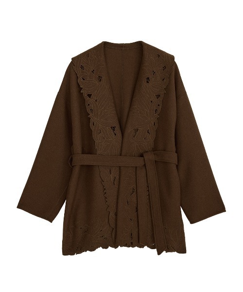 ノーカラーコート コート WOOL EMBROIDERY GOWN COAT レディースの画像