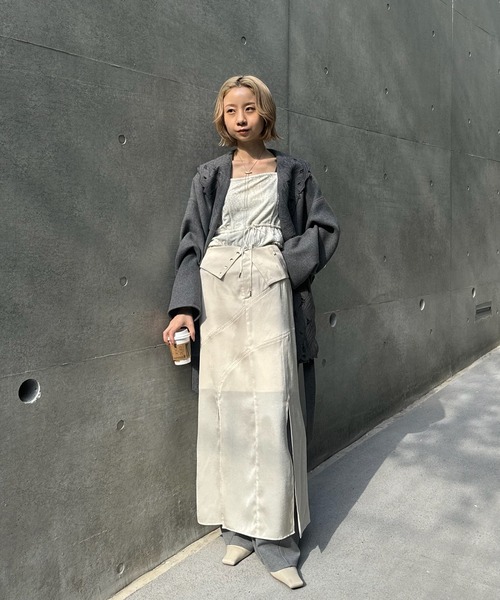 ノーカラーコート コート WOOL EMBROIDERY GOWN COAT レディースの画像