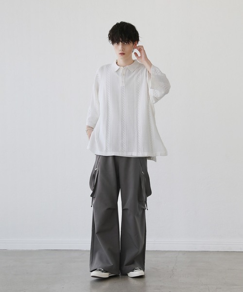 「LILL」 半袖ニット M グレー メンズ_画像5