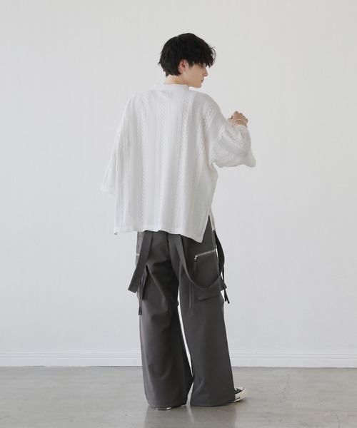 「LILL」 半袖ニット M グレー メンズ_画像6