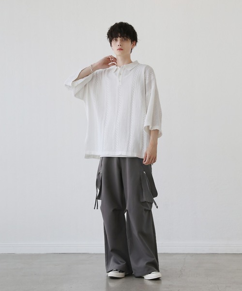 「LILL」 半袖ニット M グレー メンズ_画像7