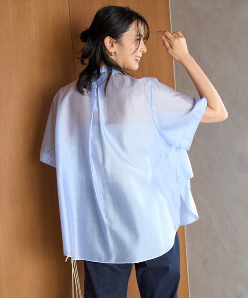 「UNFILO」 半袖ブラウス SMALL ブルー レディース_画像2
