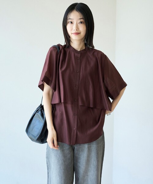 「UNFILO」 半袖ブラウス SMALL ブルー レディース_画像4