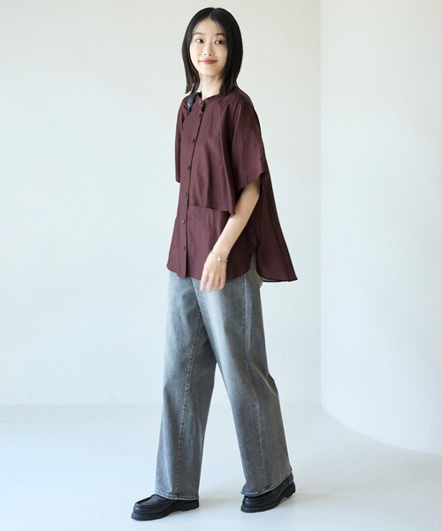 「UNFILO」 半袖ブラウス SMALL ブルー レディース_画像5
